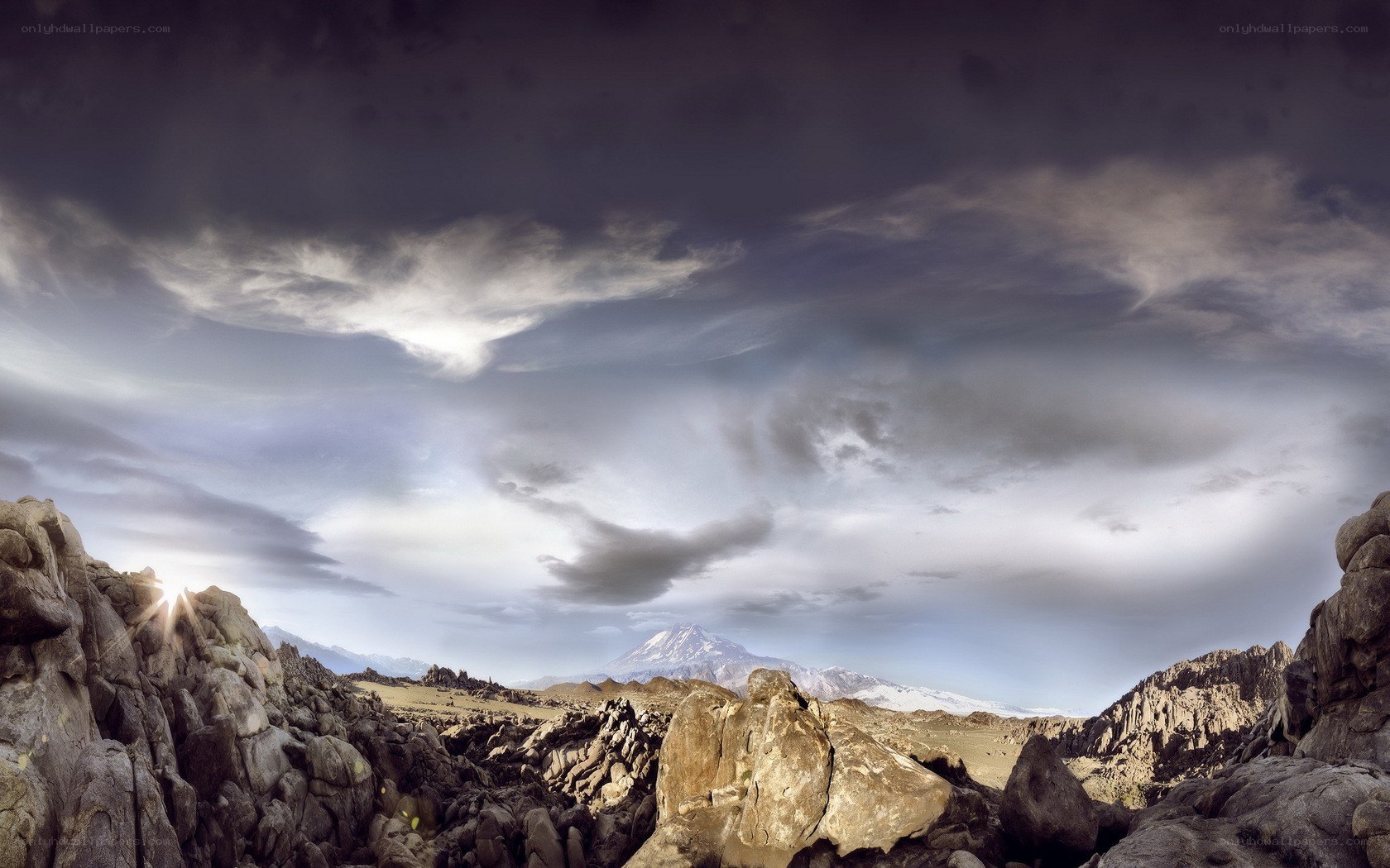 Mountain landscape with dramatic sky