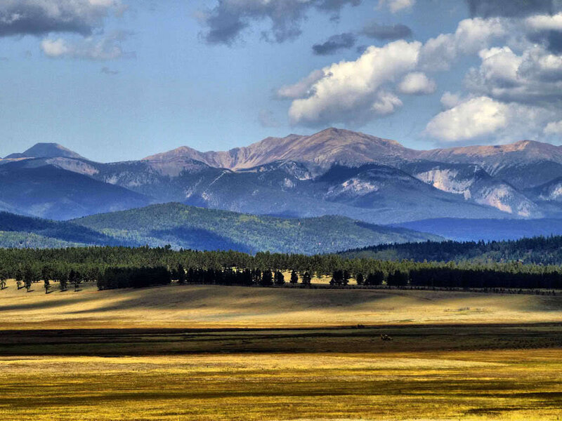 mountain landscape with fields