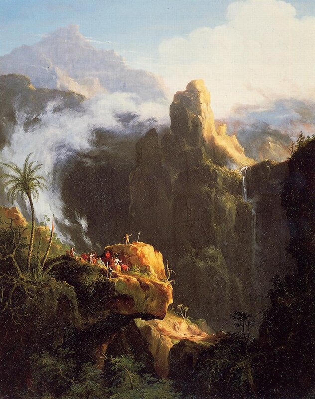 Mountain landscape with figures