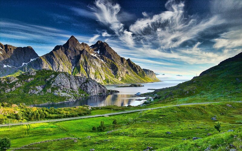 Mountain landscape with fjord