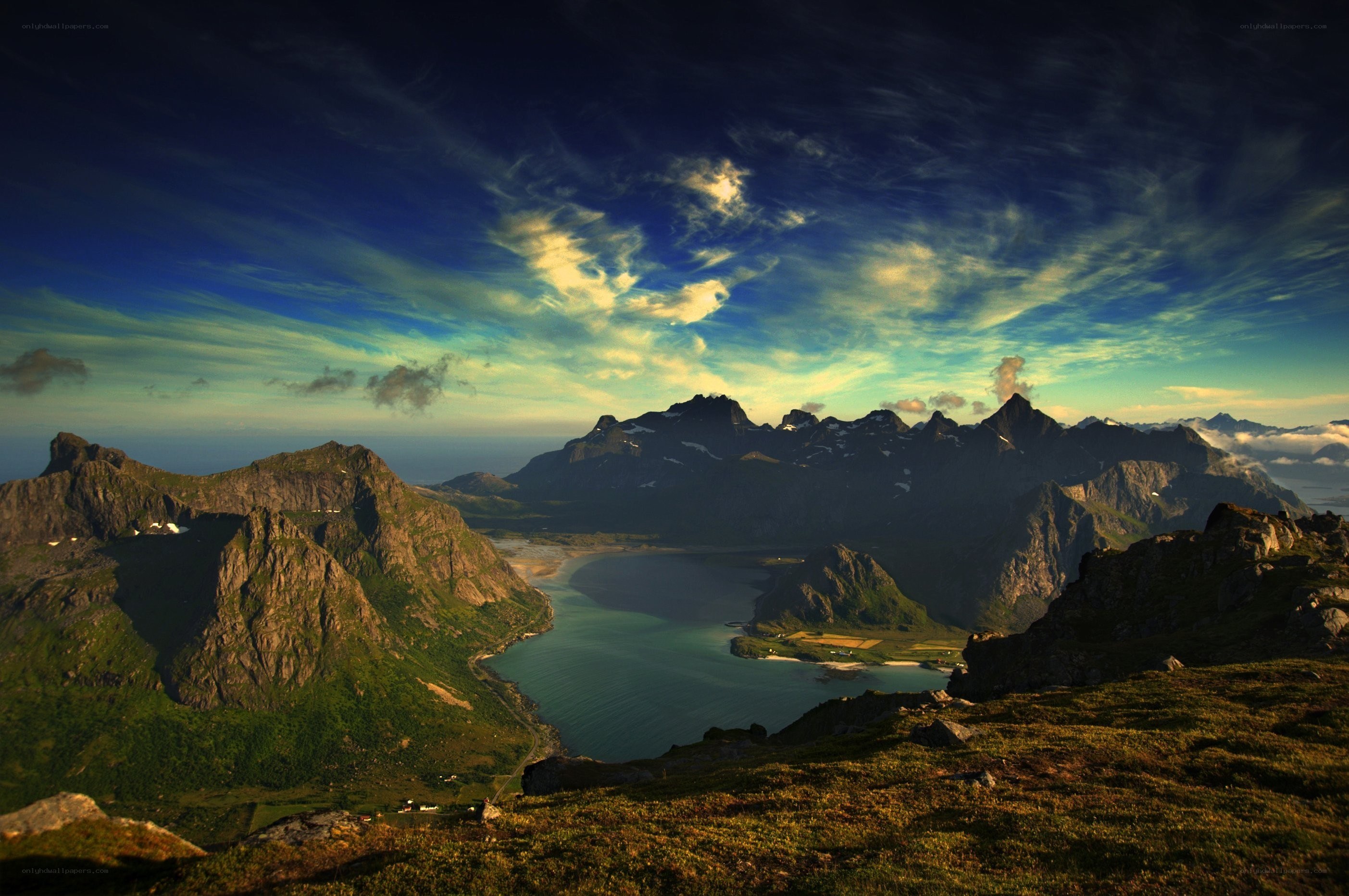 Mountain landscape with fjord