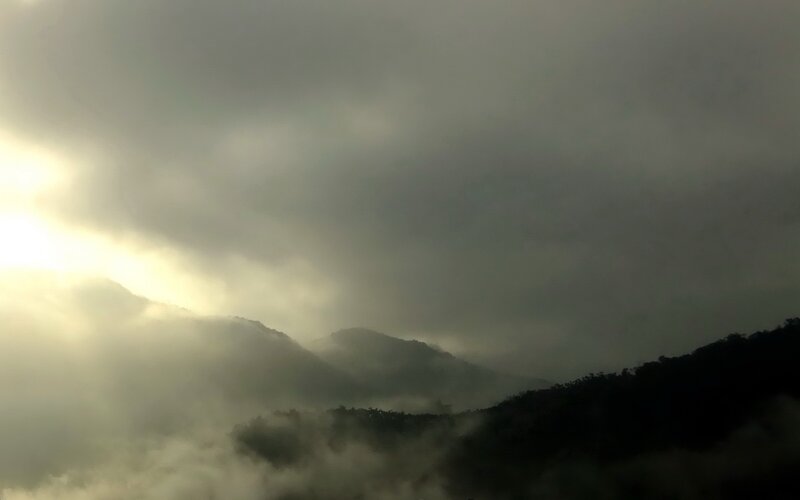 mountain landscape with fog