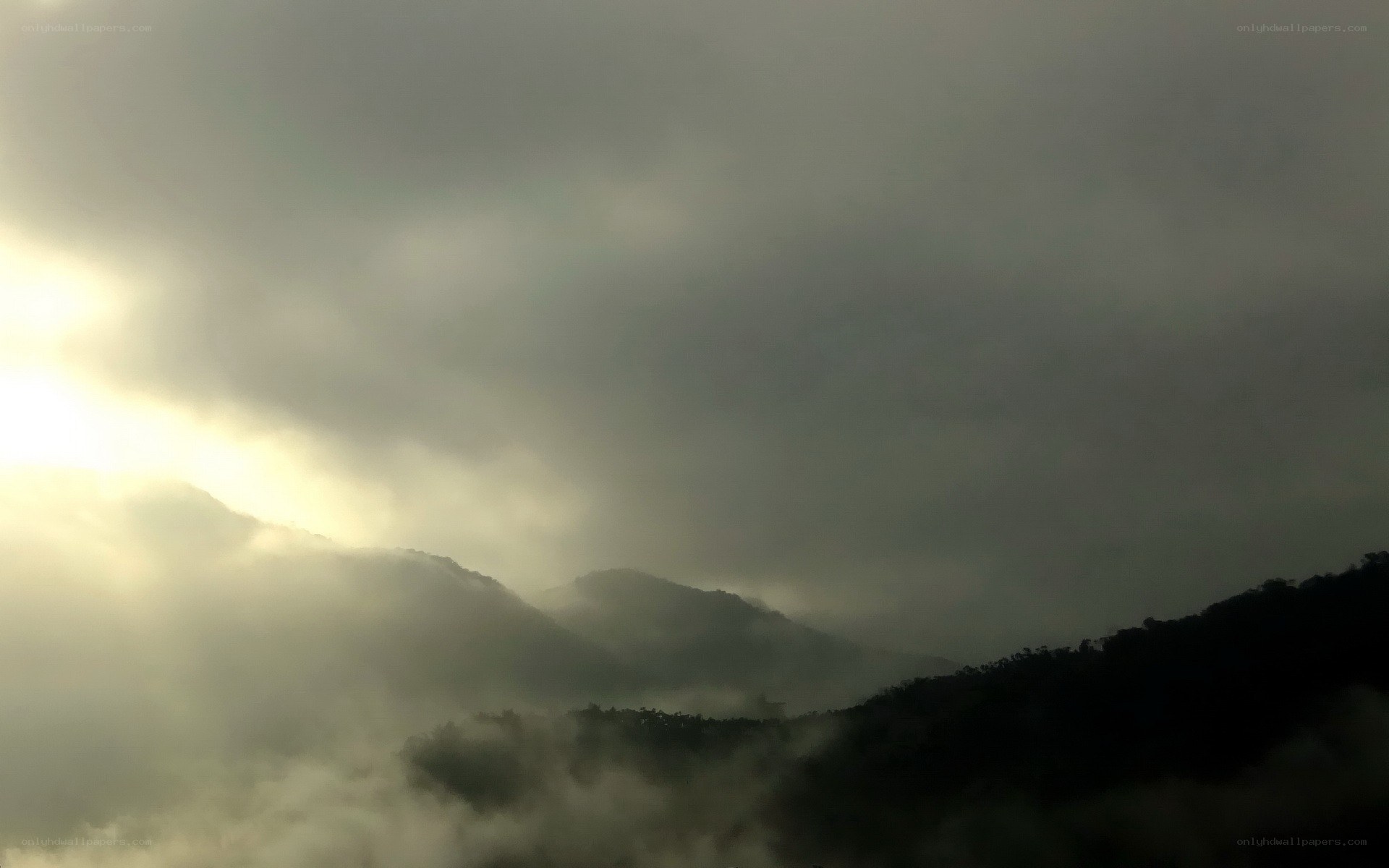 mountain landscape with fog