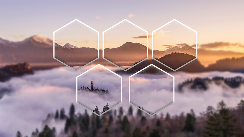 Mountain Landscape with Fog — Purple