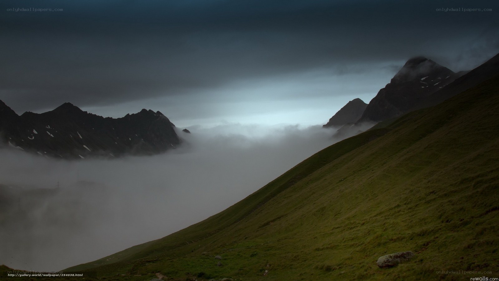 Mountain landscape with fog