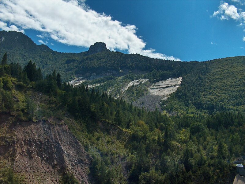 Mountain landscape with forest and rock formations
