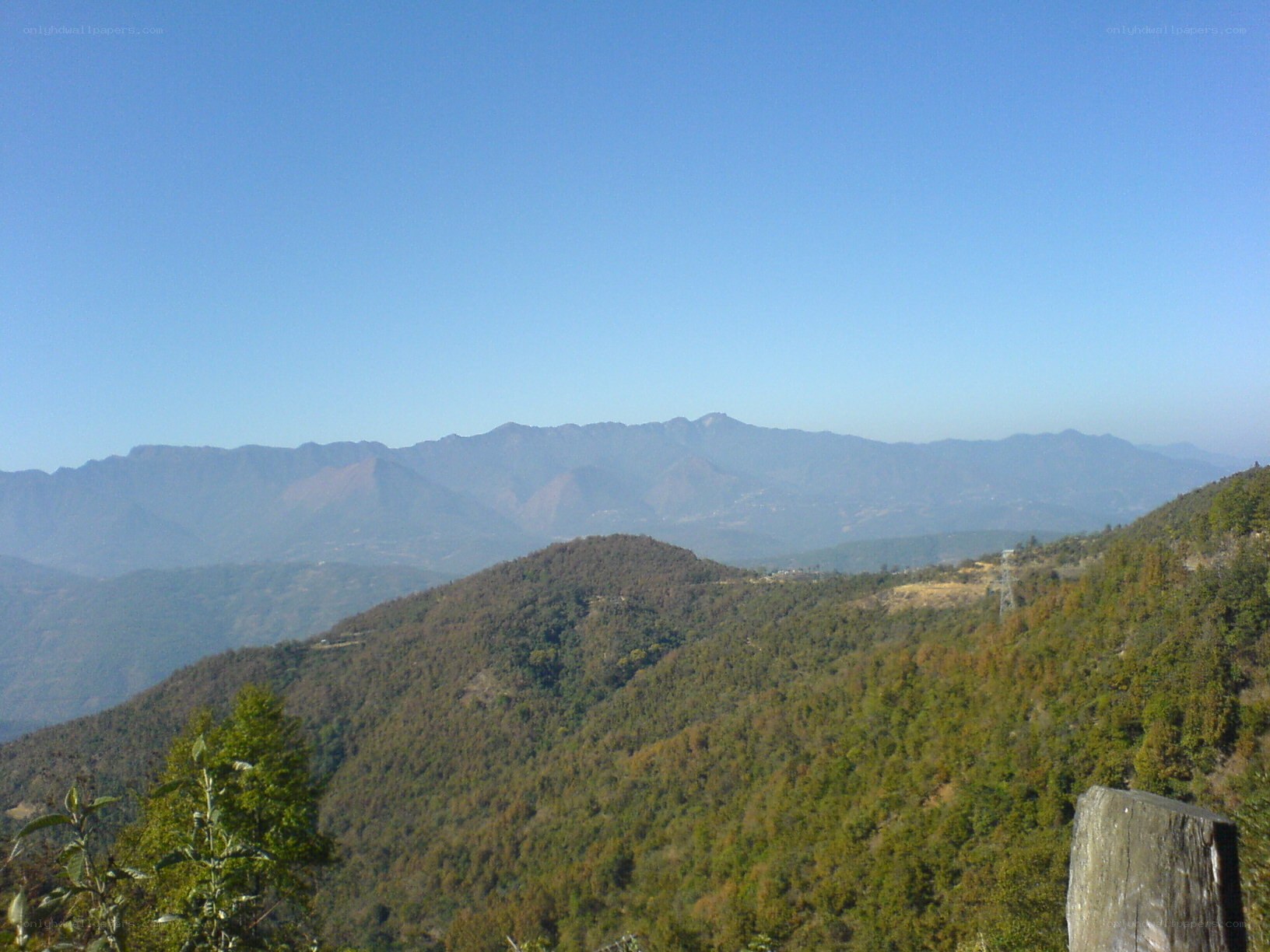 Mountain landscape with forested hills