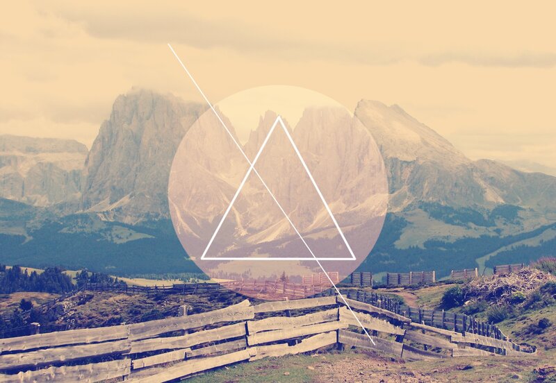mountain landscape with geometric overlay