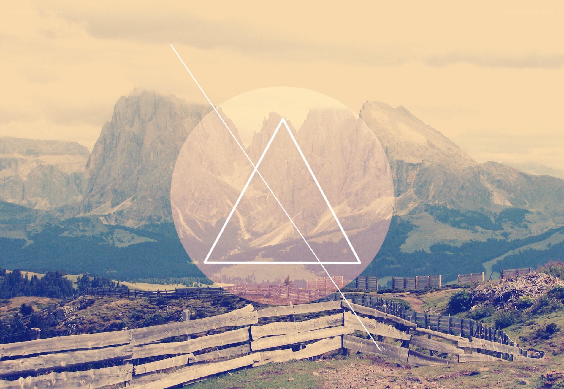 mountain landscape with geometric overlay