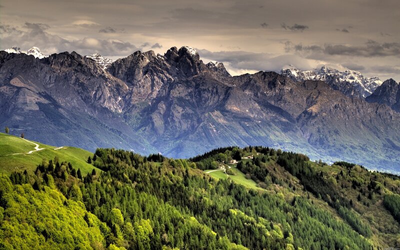 Mountain landscape with green hills