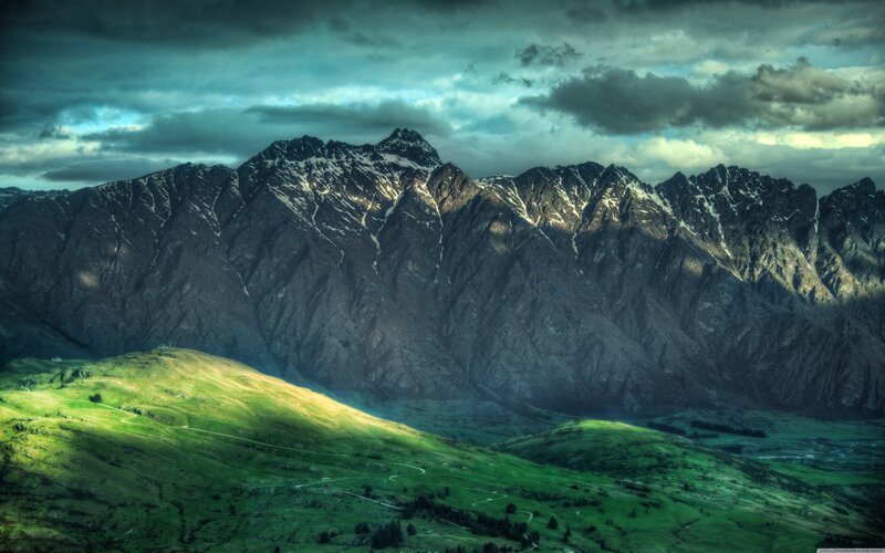 Mountain landscape with green hills