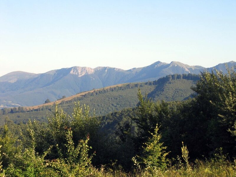 Mountain landscape with green hills