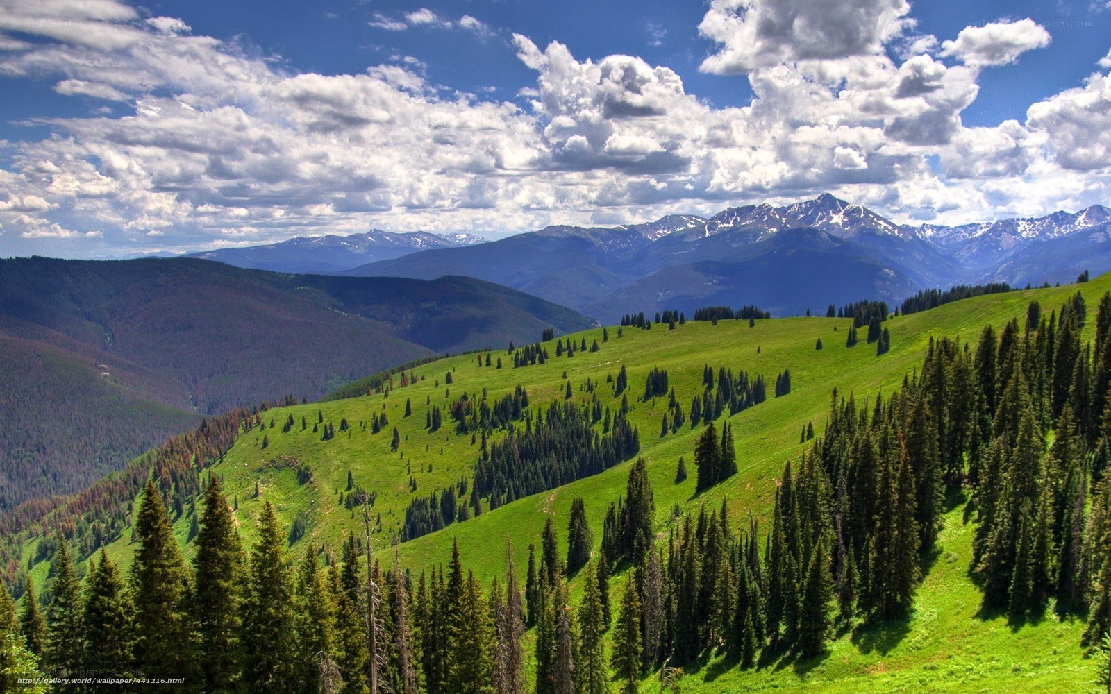 Mountain landscape with green hills