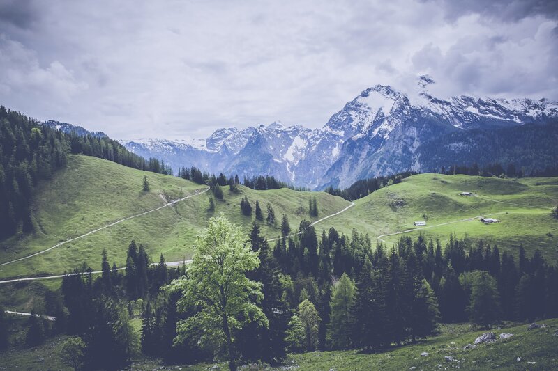 Mountain landscape with green hills