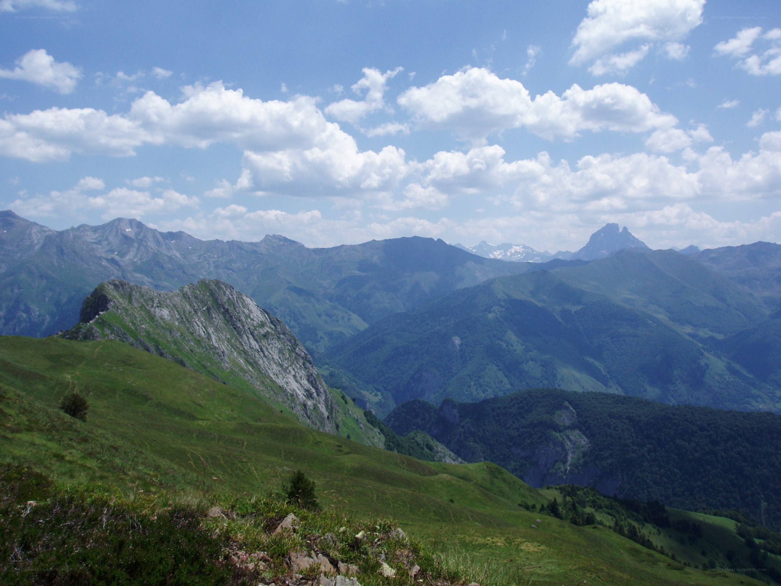 Mountain landscape with green hills