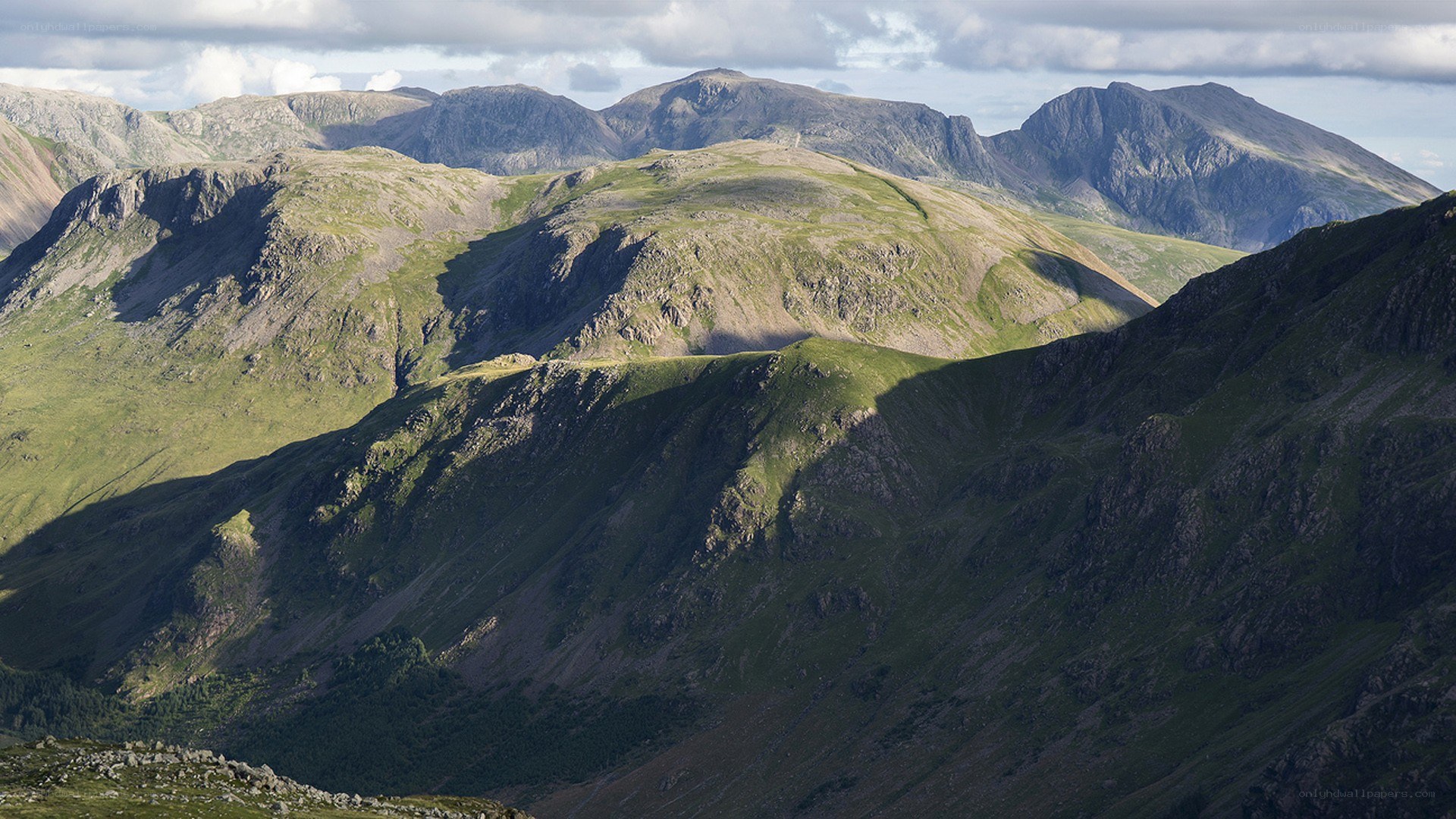 Mountain landscape with green slopes