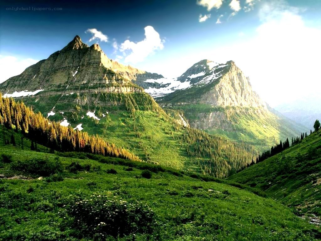 Mountain landscape with green slopes