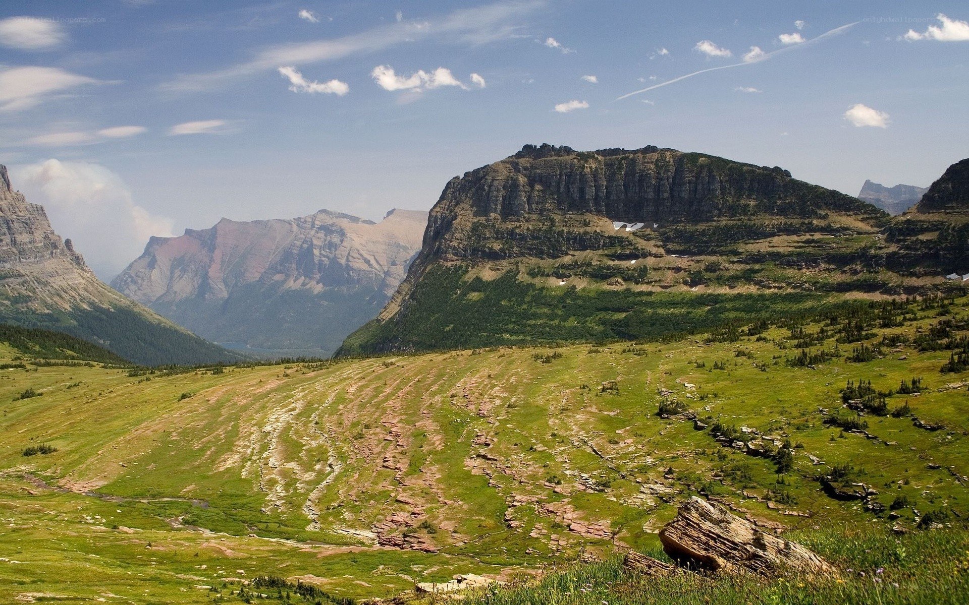 mountain landscape with green valley