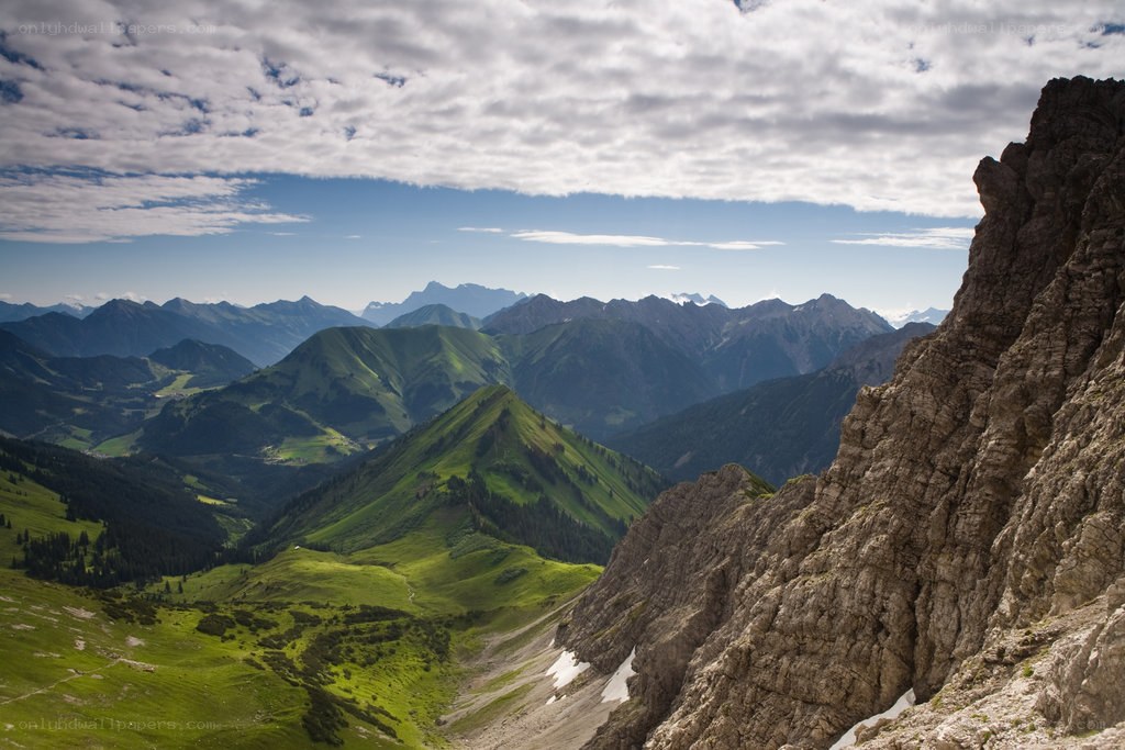 Mountain landscape with green valleys