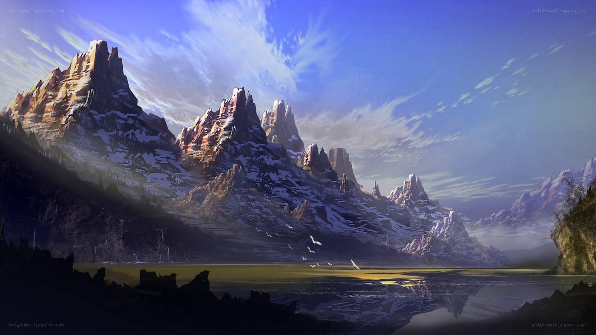Mountain landscape with lake