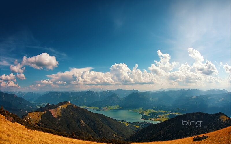 Mountain Landscape with Lake — Blue, Serene, Afternoon, Photograph
