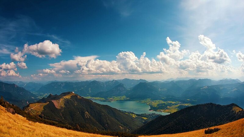 Mountain Landscape with Lake — Blue, Serene