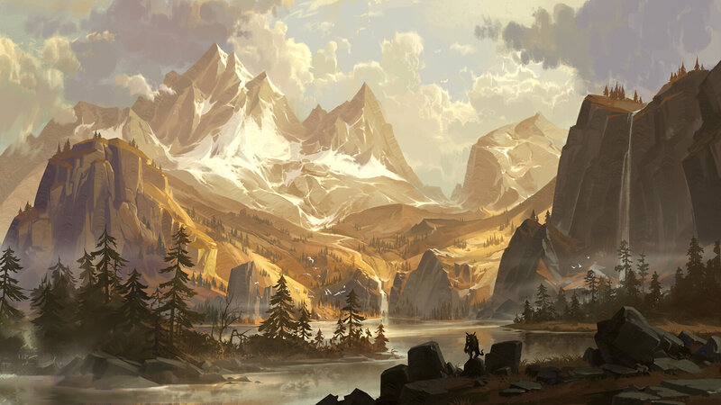 Mountain Landscape with Lake — Brown