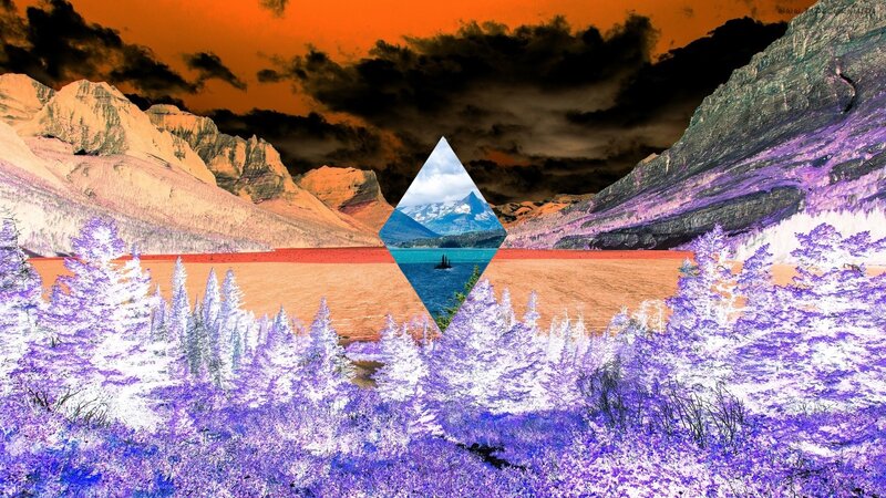 Mountain Landscape with Lake — Purple, Dramatic