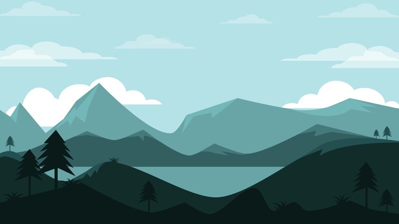Mountain Landscape with Lake — Teal