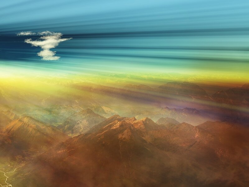 mountain landscape with light rays