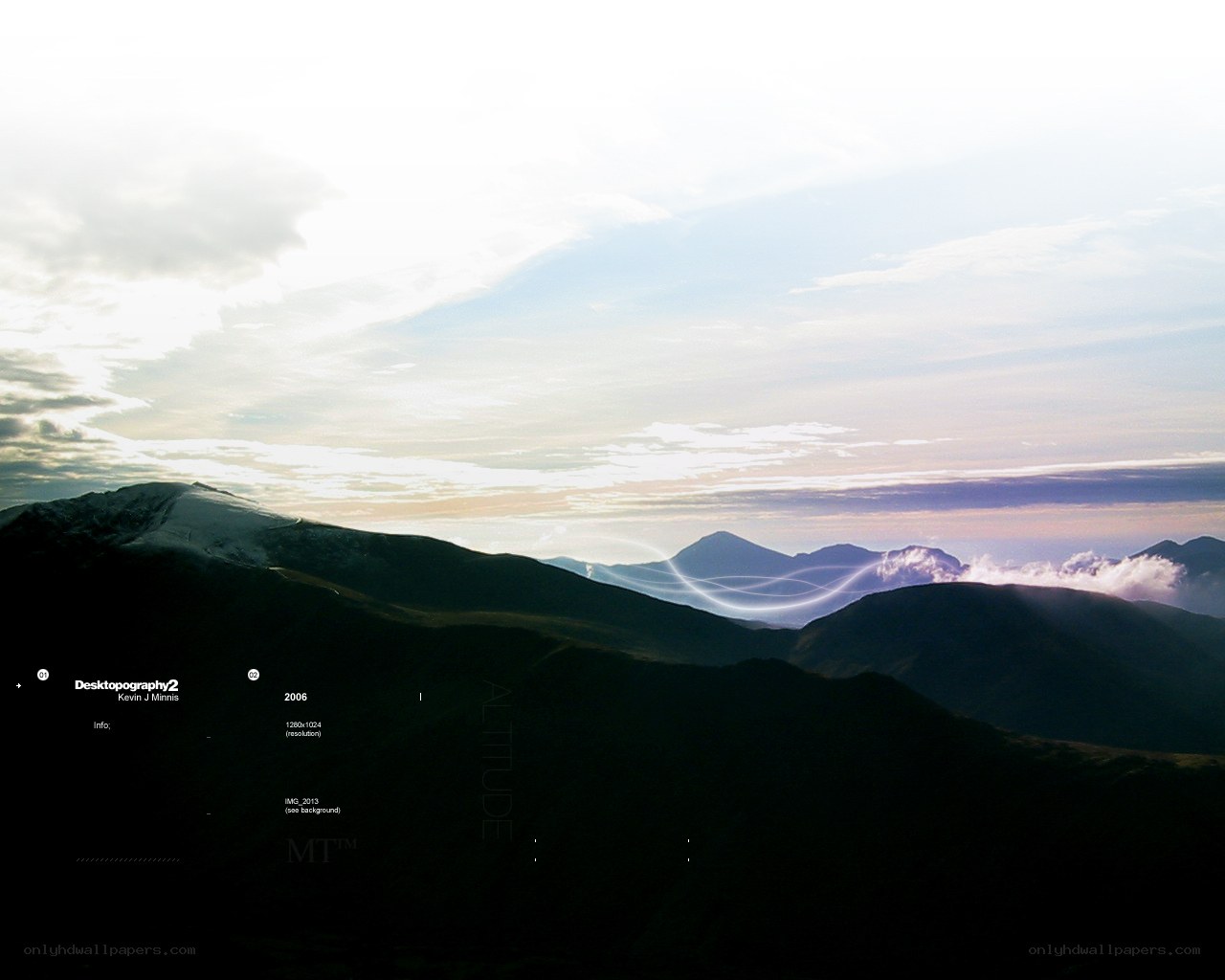 Mountain landscape with light trails