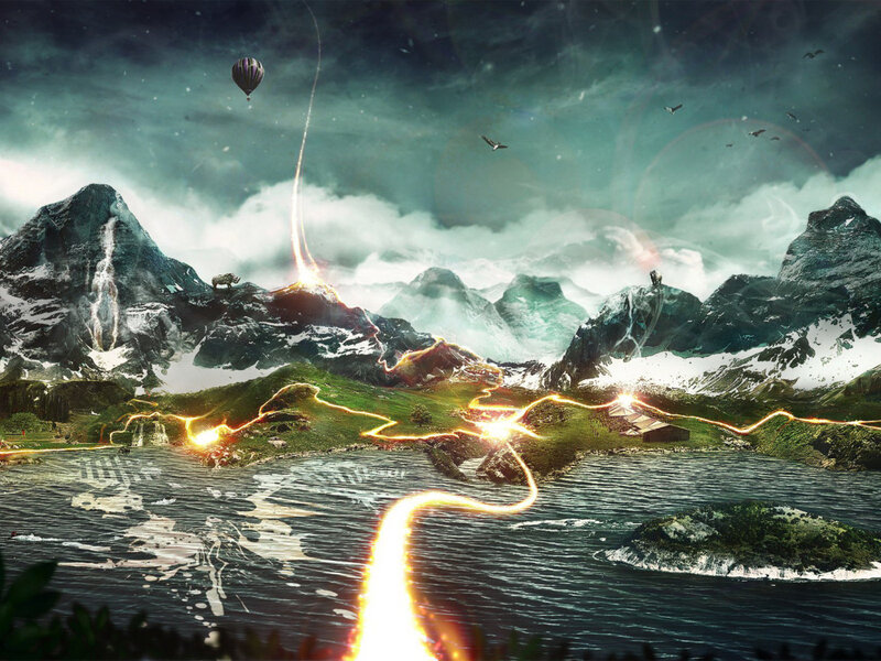 Mountain Landscape with Lightning