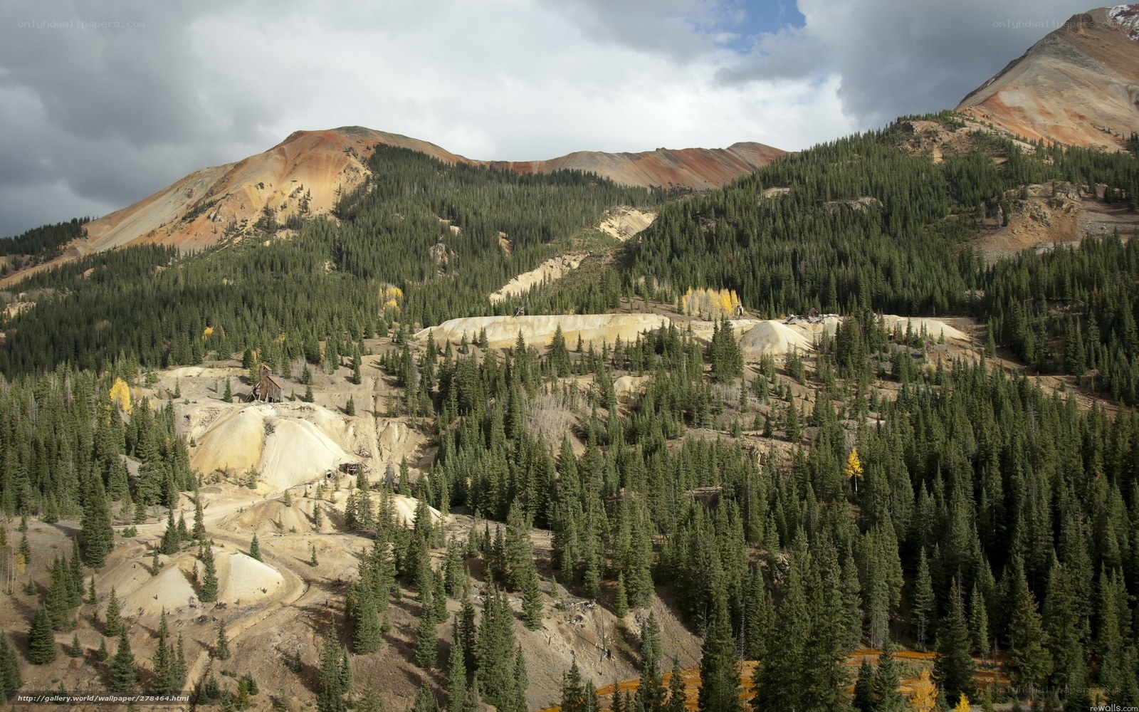Mountain landscape with mining activity