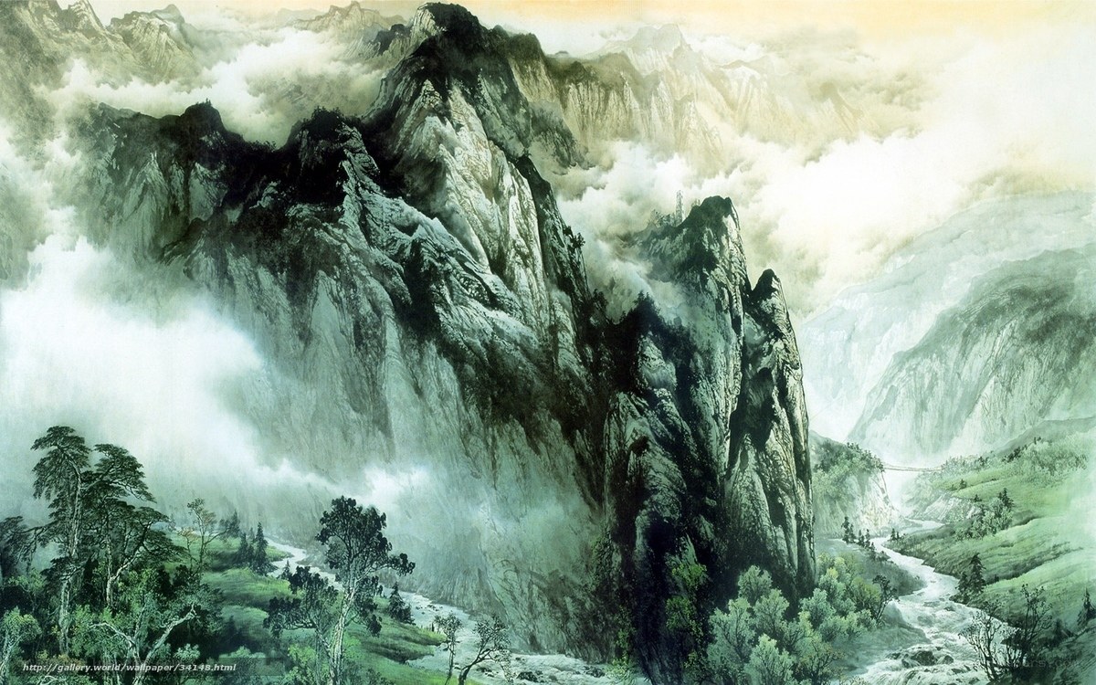 Mountain landscape with mist