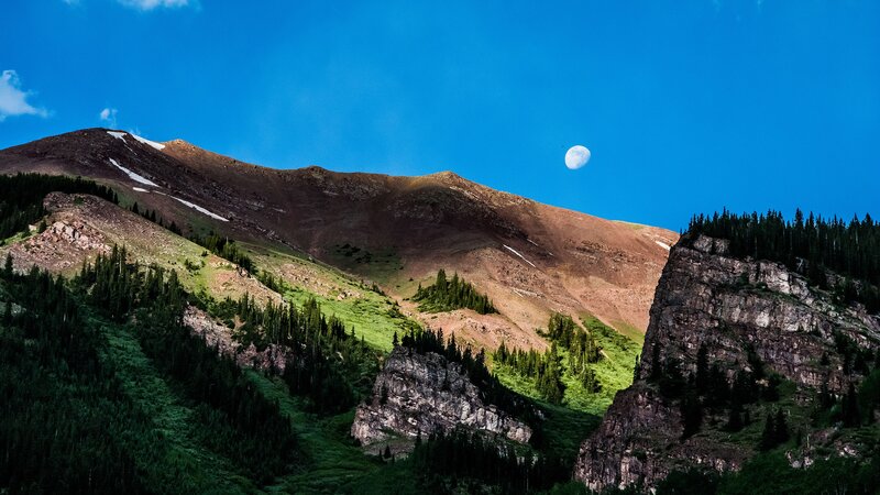 Mountain Landscape with Moon — Blue