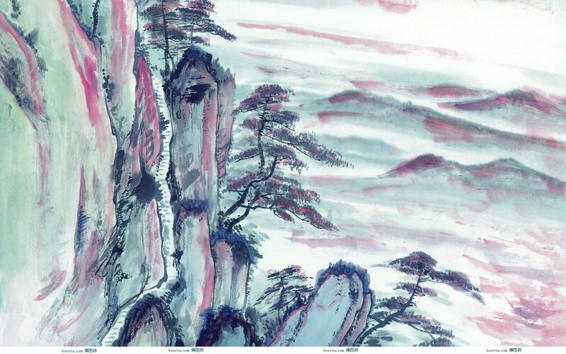 Mountain landscape with pine trees