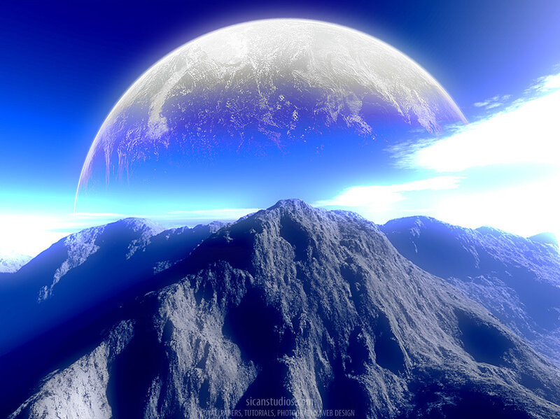 Mountain Landscape with Planet