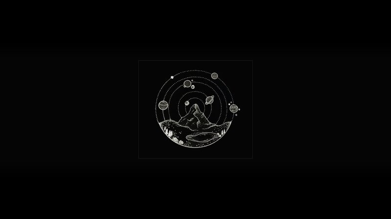 Mountain Landscape with Planets — Black