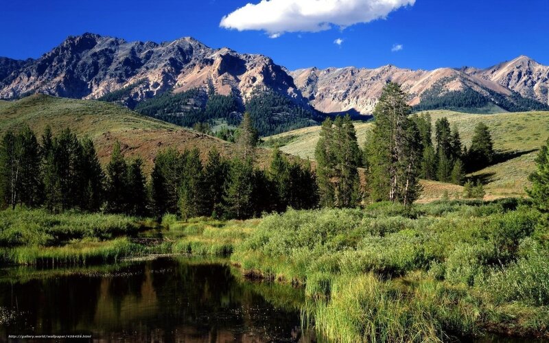Mountain landscape with pond