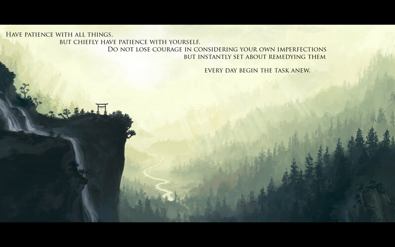 Mountain landscape with quote