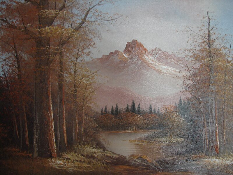 Mountain Landscape with River — Brown