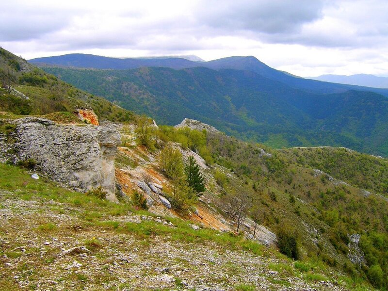 Mountain landscape with rocky cliffs