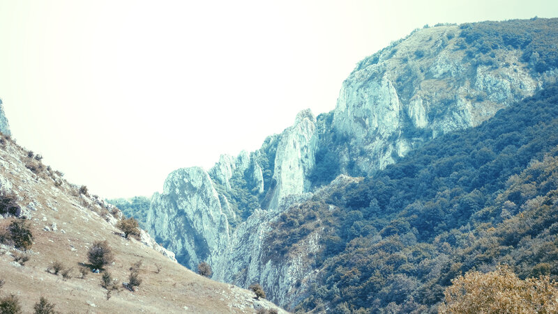 Mountain landscape with rocky cliffs