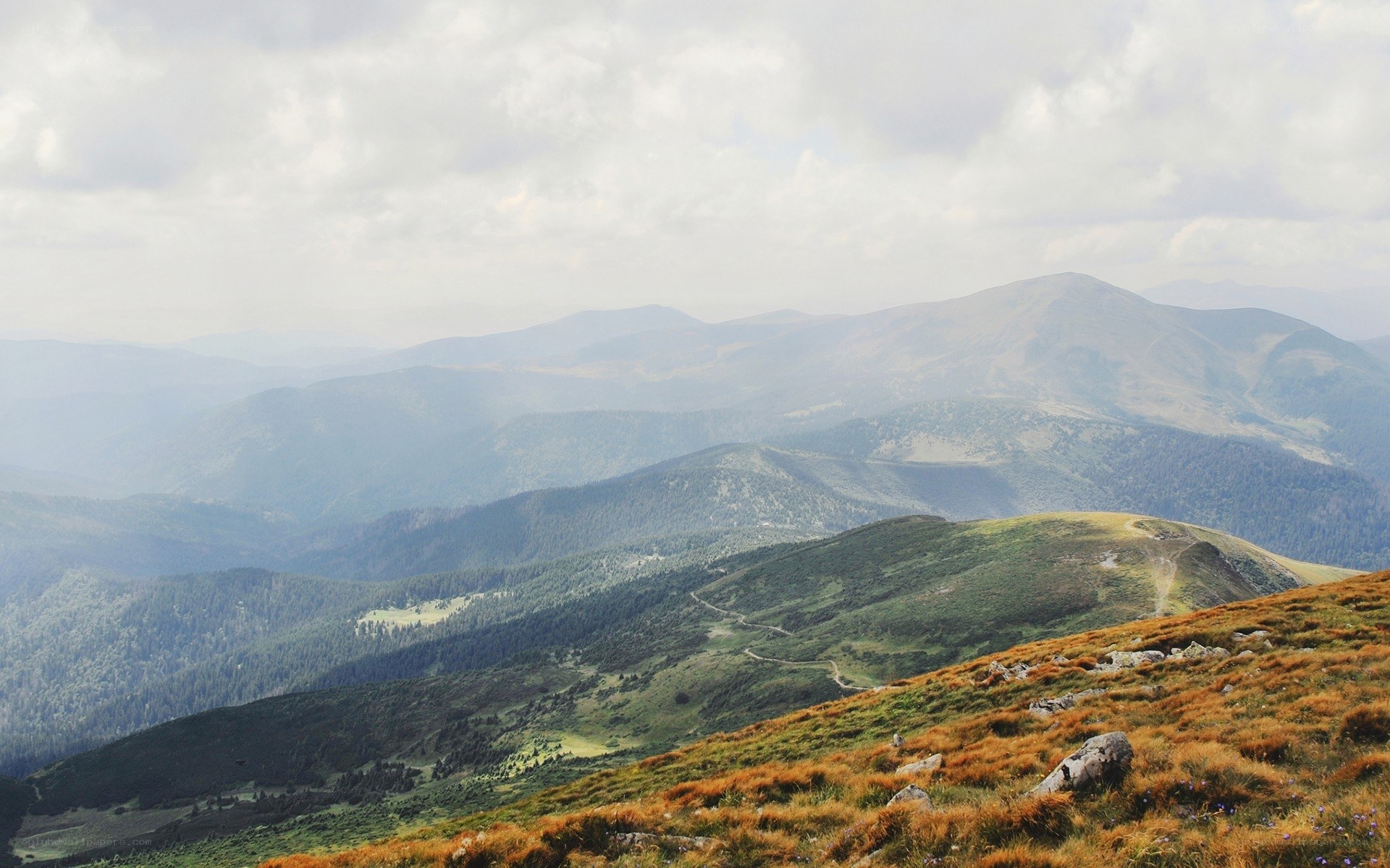 Mountain landscape with rolling hills