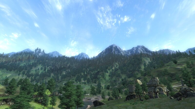 mountain landscape with ruins