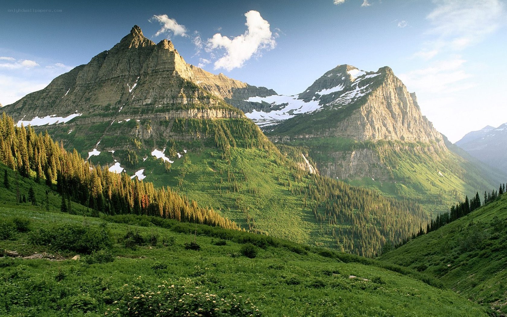 Mountain landscape with snow