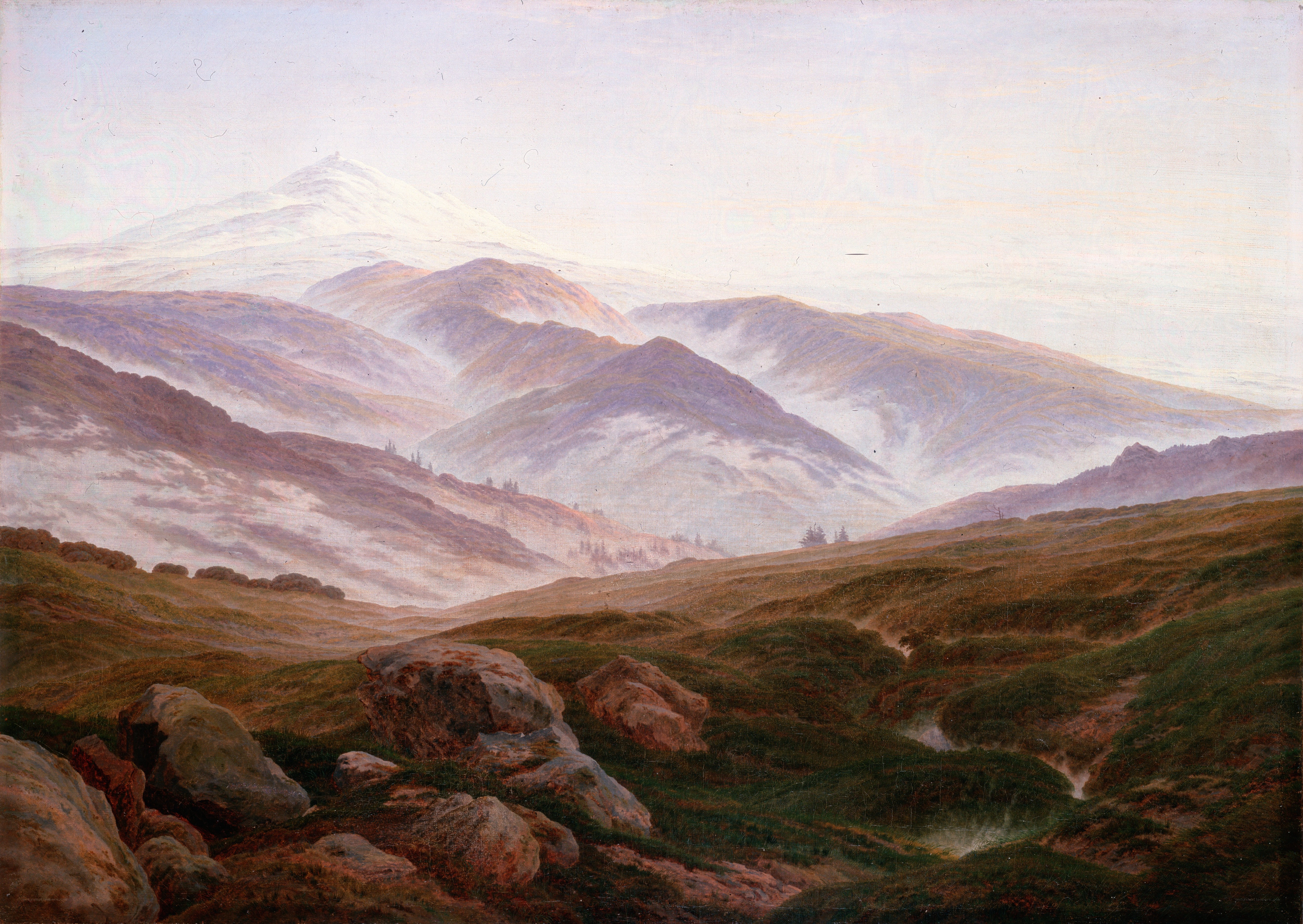 Mountain landscape with snow-capped peak