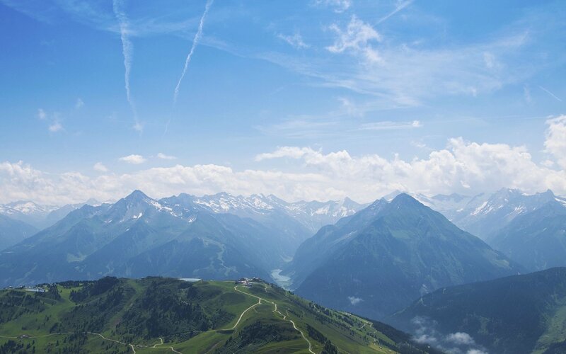Mountain landscape with snow-capped peaks