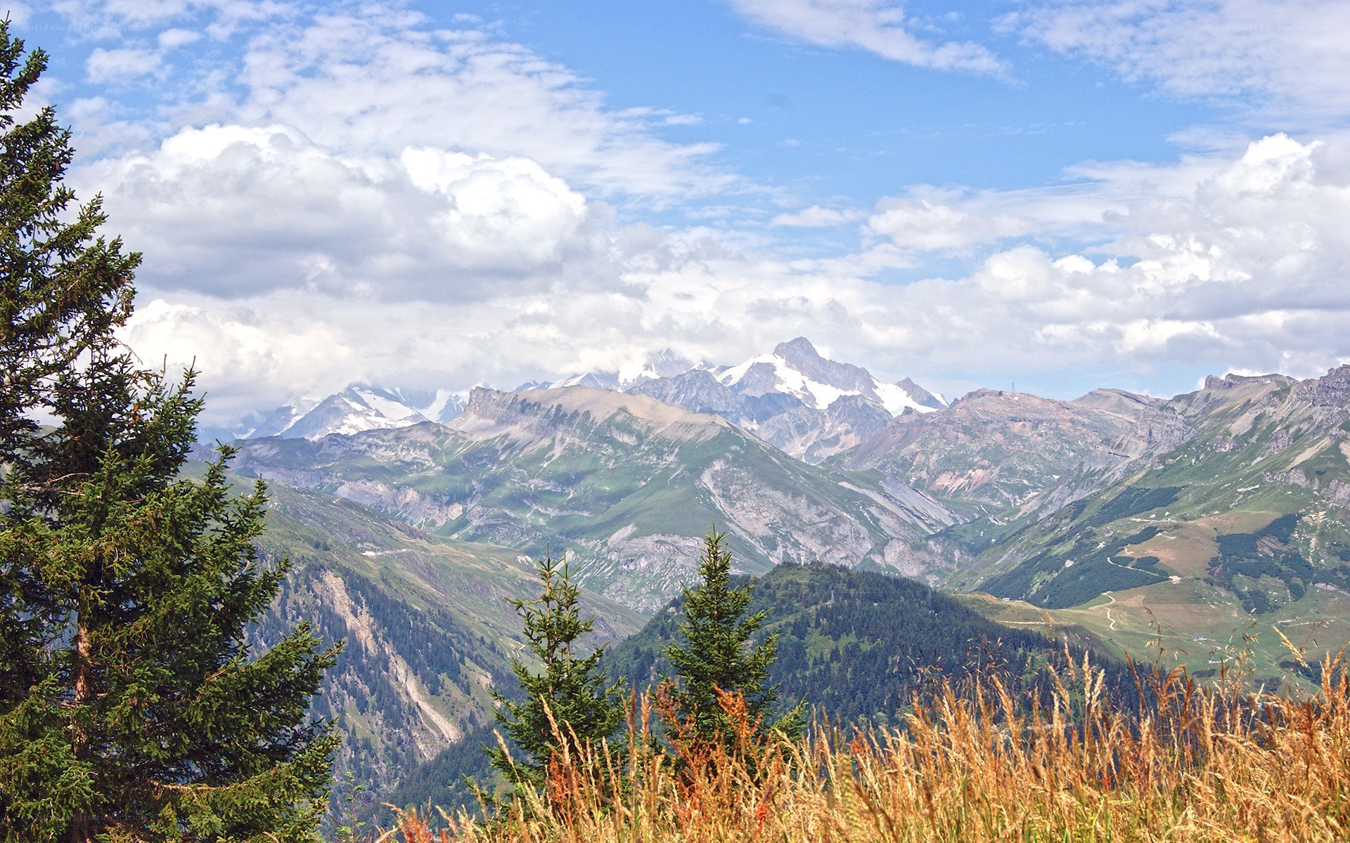 Mountain landscape with snow-capped peaks