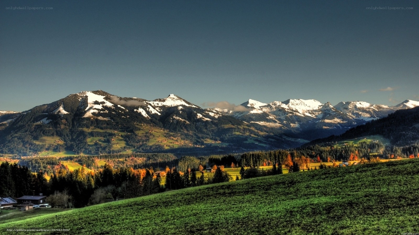 Mountain landscape with snow-capped peaks